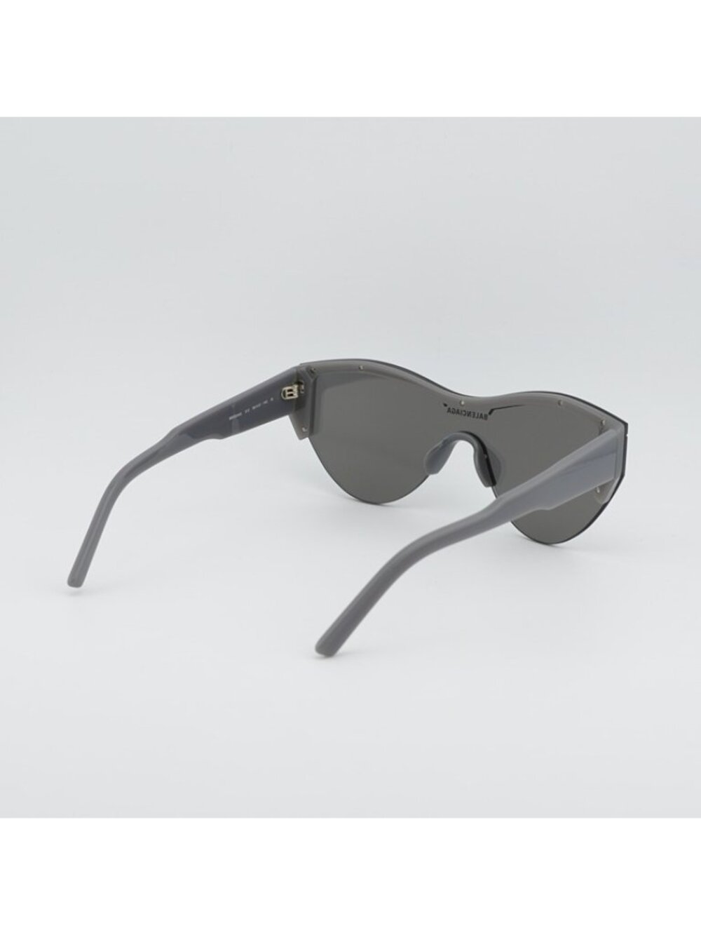 Balenciaga BB0004S 012 Semi Rim Sunglasses Grey Shield Frame, Silver Lenses - Picture 9 of 11
